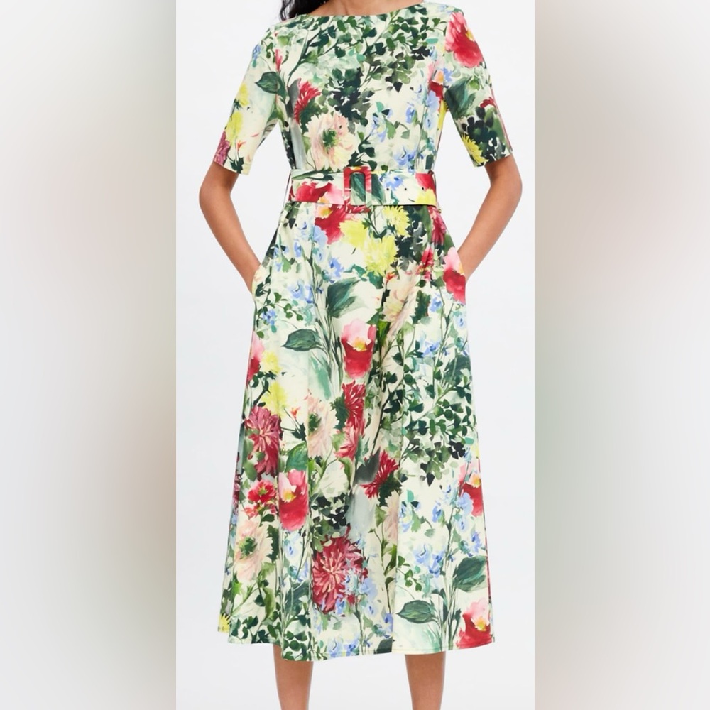 Zara Red and Yellow A-Line Midi Skirt Resort Wear
